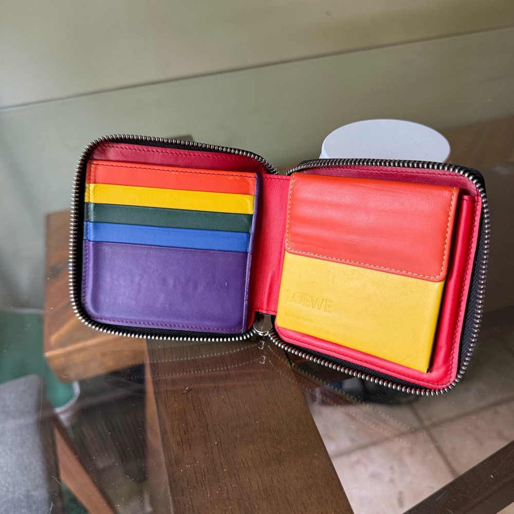 Loewe Colorful Leather Zip Wallet, black outside